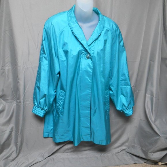 Vintage Chiango teal rain coat womens size 10 - Picture 1 of 4